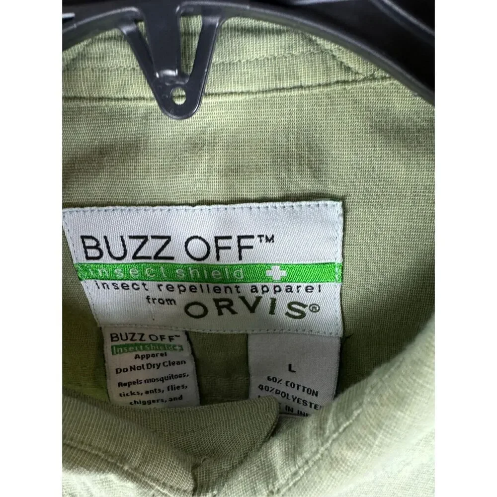 Orvis Buzz Off Insect Shield Mens Button Up Shirt Size L